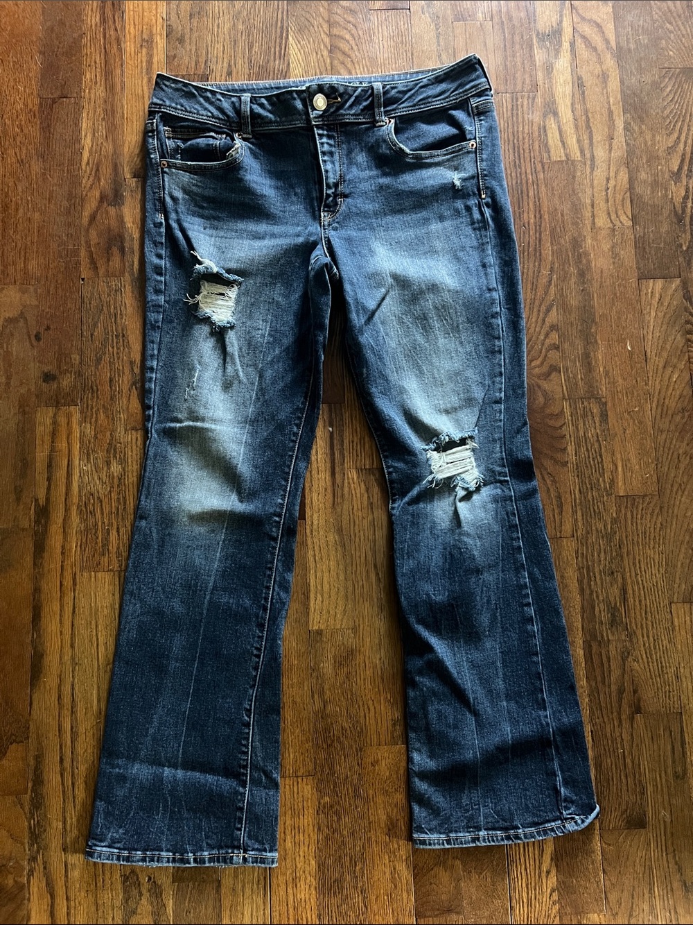 American Eagle Dark Blue Distressed Women's Jeans 🦅